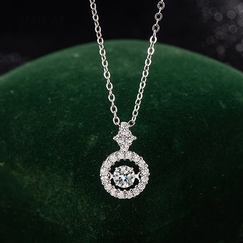 1 CT Moissanite Pendant For Women Simulated Diamond Necklace S925 Sterling Silver Jewelry Girl Valentine's Day Gift