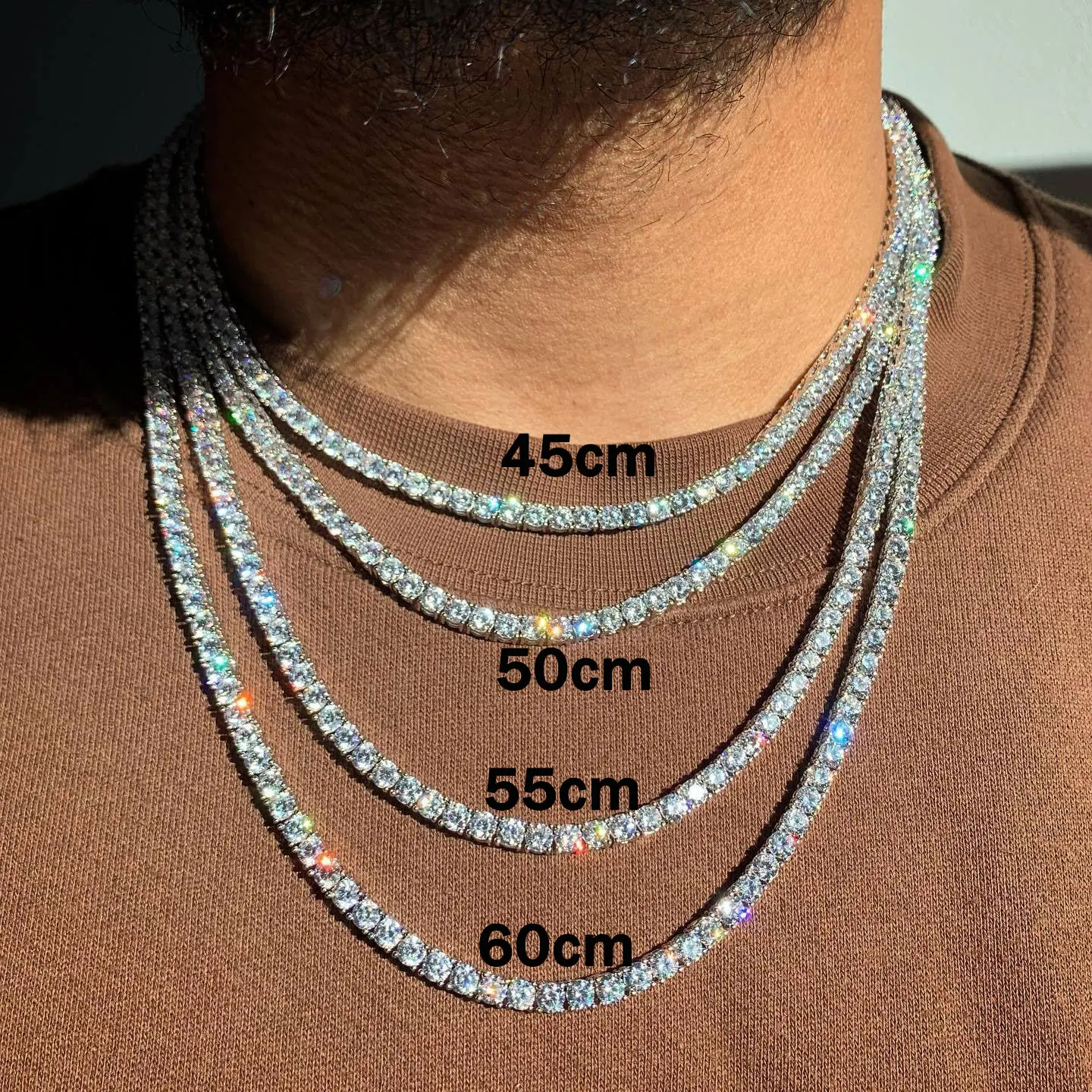 Hip Hop Jewelry 1 Row Iced Out Tennis Chain Bling CZ Men Diamond Cubic Zirconia Choker Necklace Women Drop Shipping