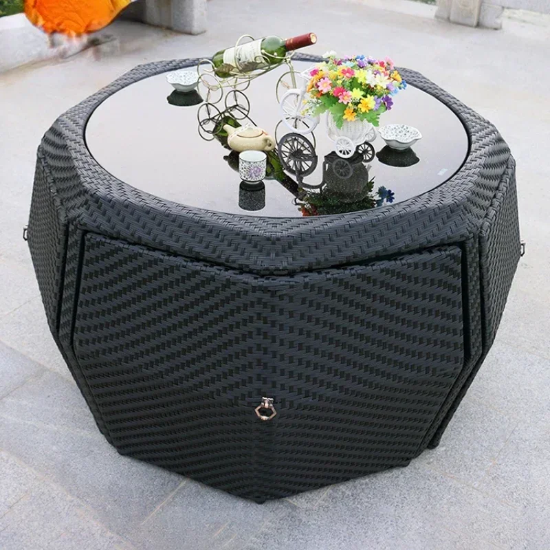 Combination Terrace Courtyard Rattan Chair Five-Piece Coffee Shop Waterproof and Sun Protection Leisure Rattan Furniture