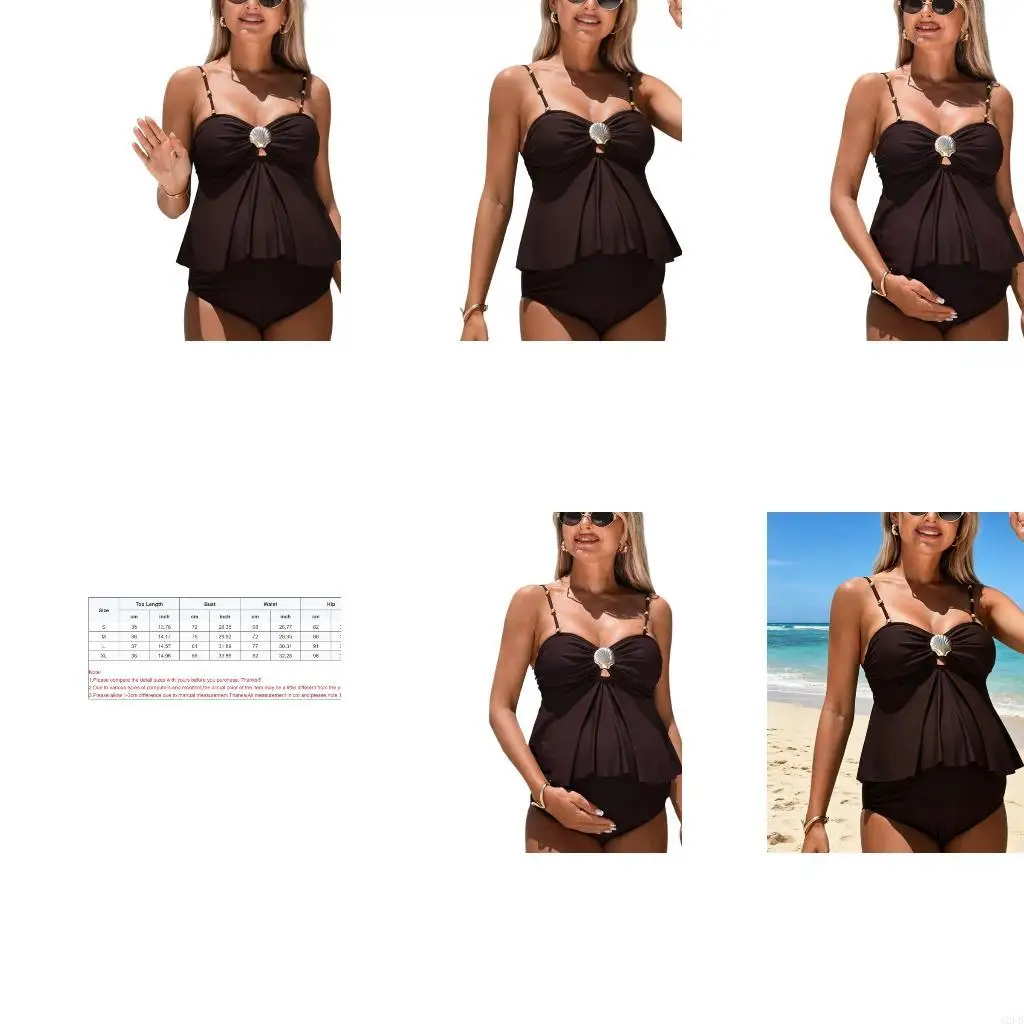 Women's Swimsuit High Waist Supportive Split Swim Top Trunks For Pregnant Ladies Stretchy Fabric Swimming Outfit A2UB