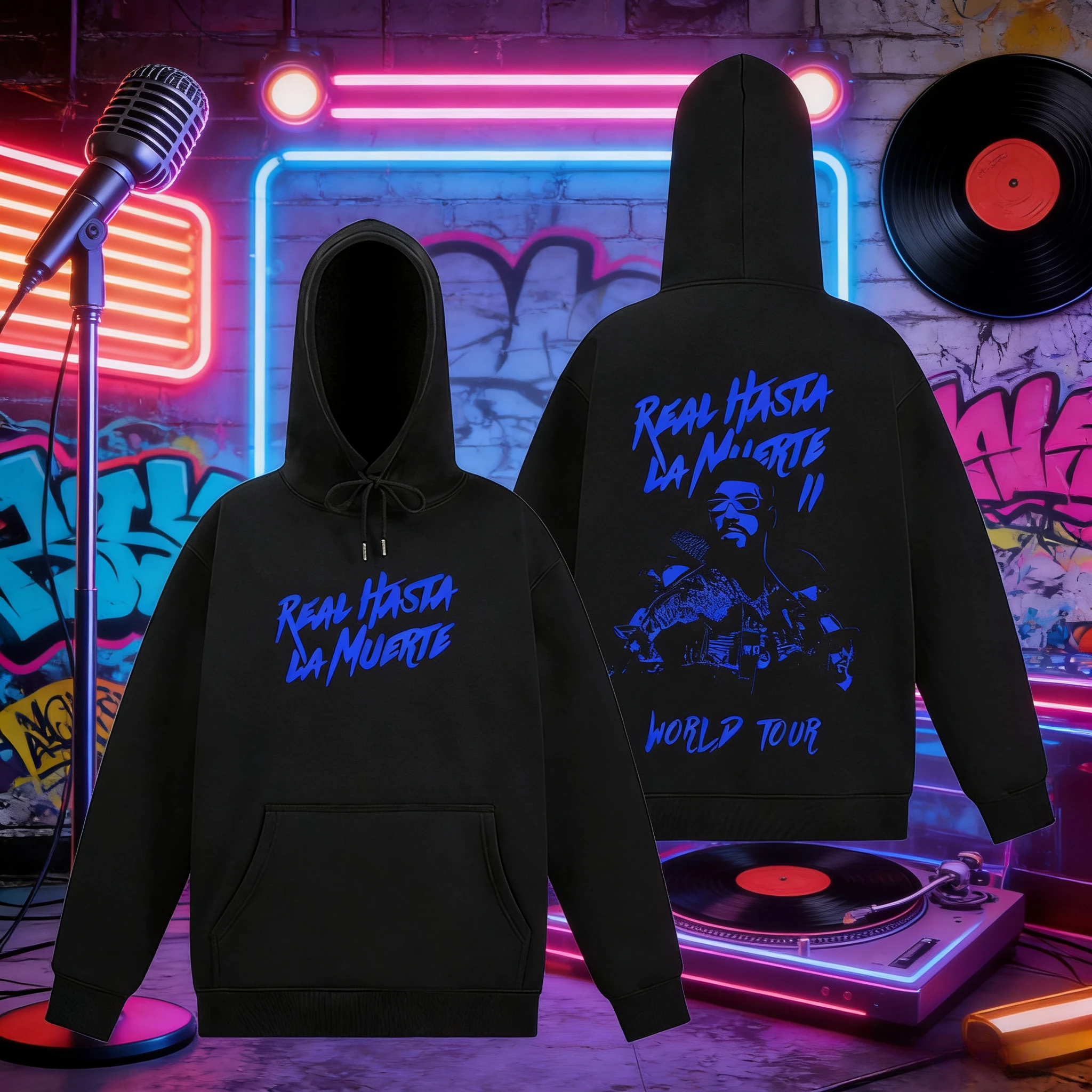 2025 مغني الراب أنويل AA ريال Hasta La Muerte جولة الجرافيك هوديي الرجال والنساء سترة الموضة الشتاء الهيب هوب الصوف البلوز #1