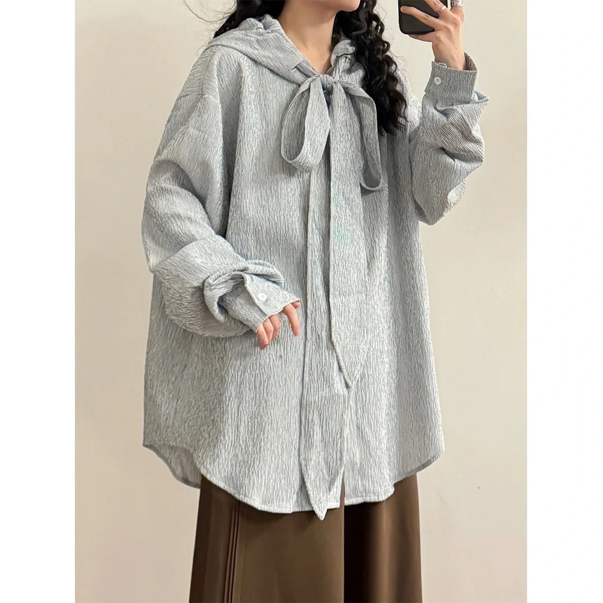 

Рубашки с длинным рукавом, женские атласные топы на пуговицах, свободный крой, стиль Y2K, женственная модная весенняя уличная одежда, повседневная одежда