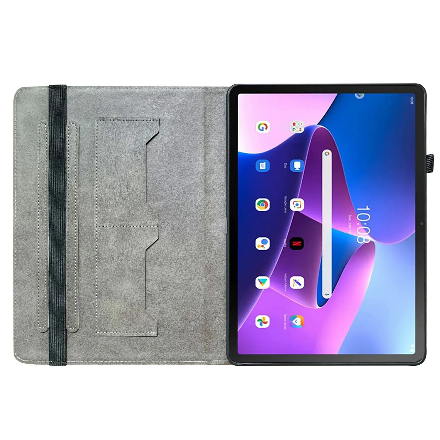 For Lenovo Tab TB311FU Leather Case Pattern Printed Stand Tablet Cover with Card Slots - Plum Blossom