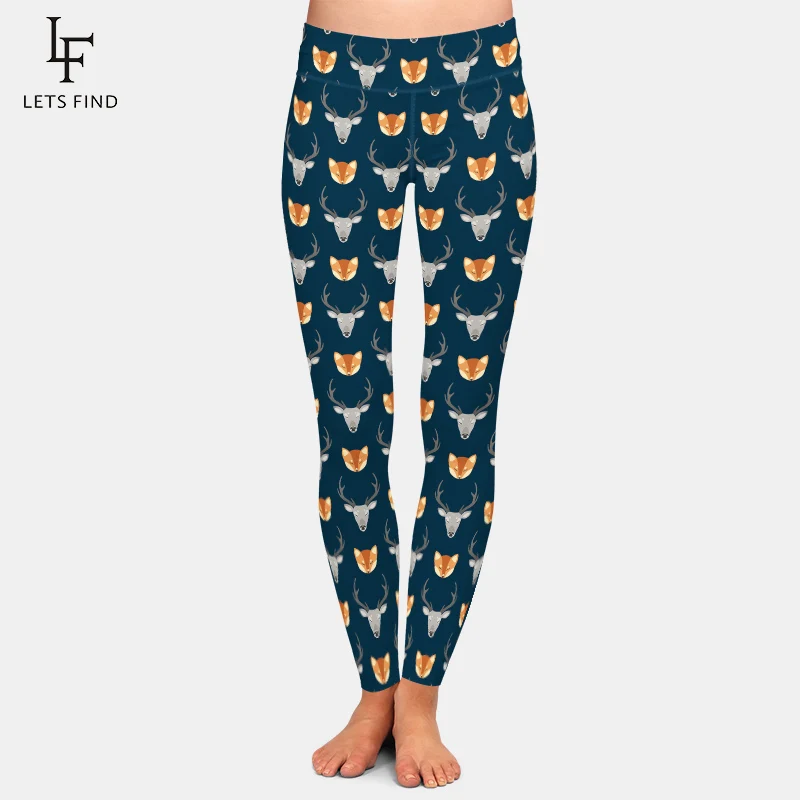 

Hot Sell Women's Animal Fox and Cow Digital Print Pants Fashion High Waist Trousers Stretch Pants Hot Sale