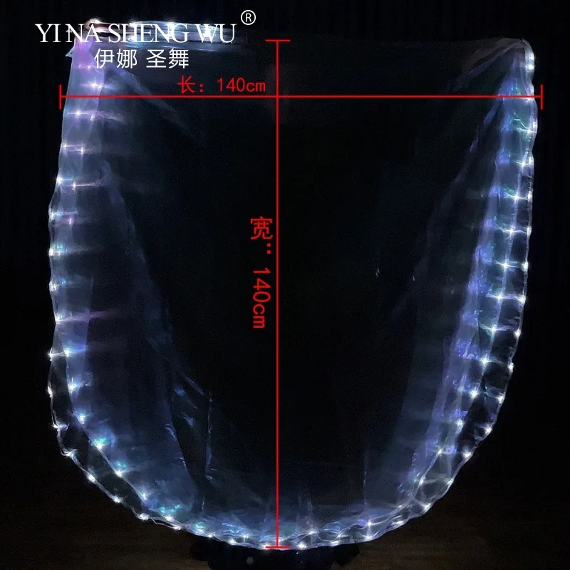 LED مضيئة الرقص العلم وعصا النسيج الأبيض مع التبديل أداء الدعائم الرقص الشرقي LED العلم ممارسة زي بالجملة #5