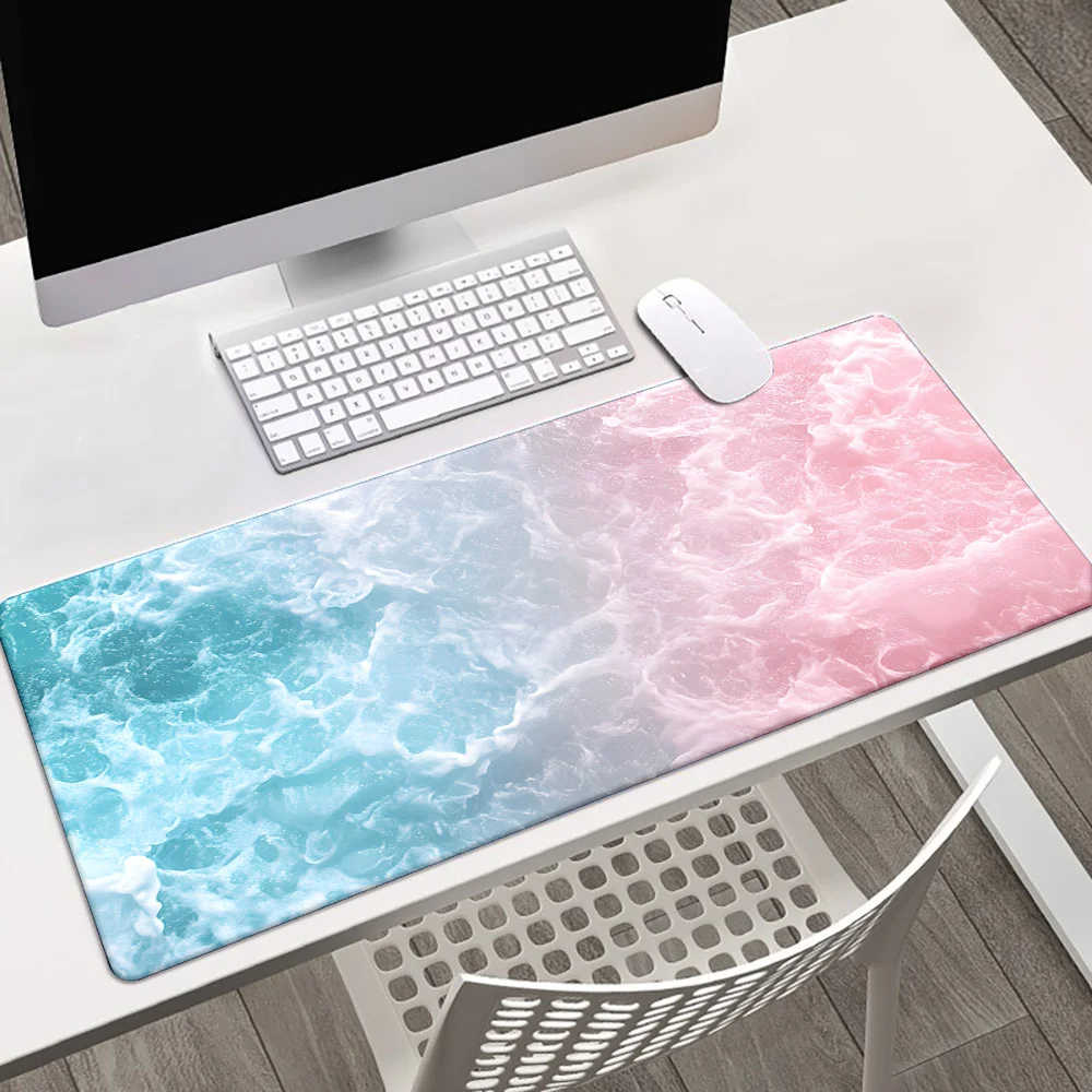 

Blue and pink wind-blown pattern high-definition printed mouse pad, multi-functional computer keyboard, game office, washable