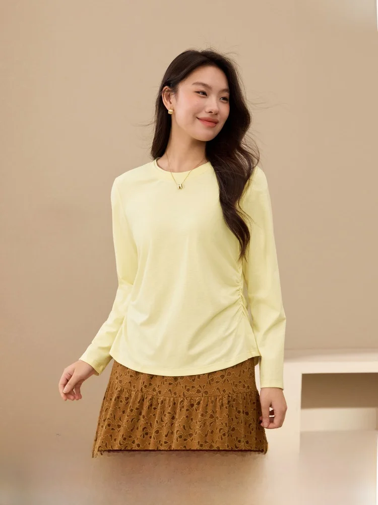 

Удобный однотонный простой топ с боковыми складками на талии, утягивающий, больших размеров, зимний, новый, для повседневной носки, приталенный, длинный...