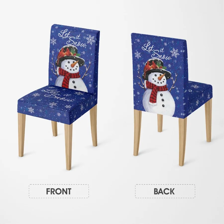 4 قطع من أغطية كراسي تناول الطعام لعيد الميلاد بتصميم رجل الثلج الأزرق لديكور المنزل في العطلات، غطاء قابل للإزالة وقابل للغسل Cha #5