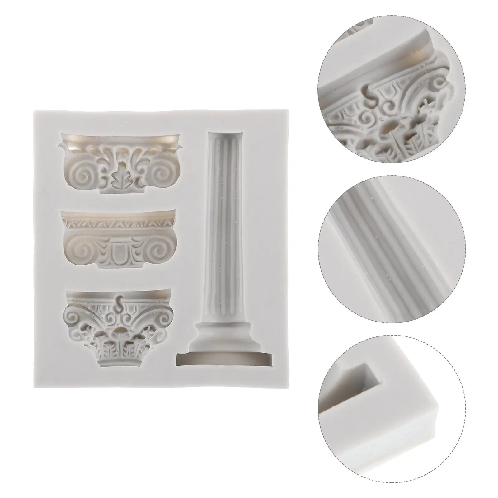 2Pcs Roman Column Silicone Cake Mold Vintage European Marble Pillars Fondant Gum Paste Candy Chocolate Decorating Tool DIY