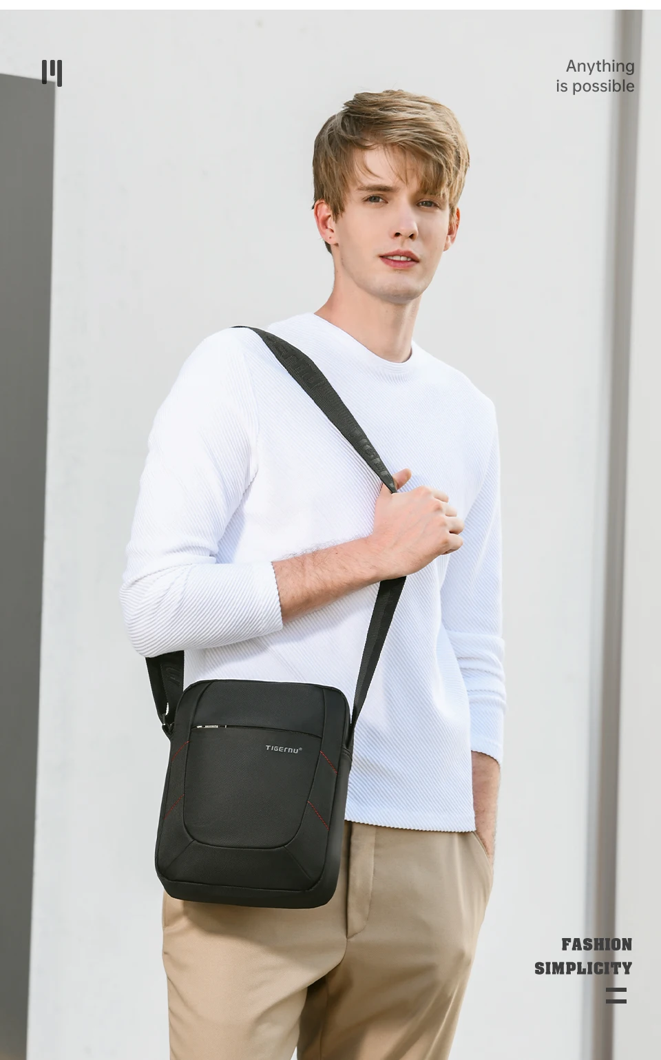 Tigernu Marke Umhängetasche Männer Tasche Männer Schulter Tasche Spritzwassergeschützt Nylon Mini iPad Messenger Schulter Gurt Tasche Für Männer Business Taschen – Detail 4