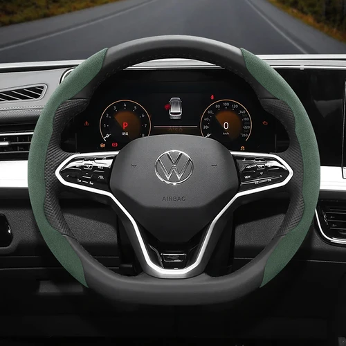 Imagen 1 del producto Adecuado para Volkswagen hebilla antideslizante cubierta de volante de gamuza segmentada adecuada para Polo Golf 5 6 7 Gol Cc Passat B6 B8 Jetta Scirocco T4 Crafter Taigo up Santana Nivus Tcros G3 Caddy Tiguan