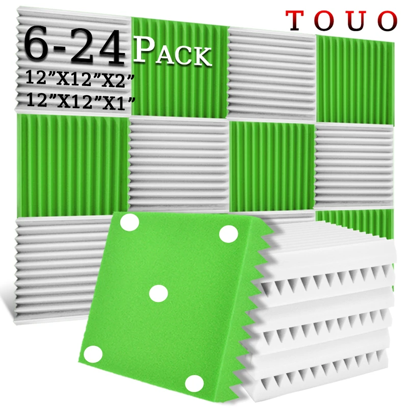 TOUO Acoustic Foam Acoustic Sponge Pad 6-24 Pack Studio Soundproofing Acoustic Panel Wall Stickers Noise Canceling