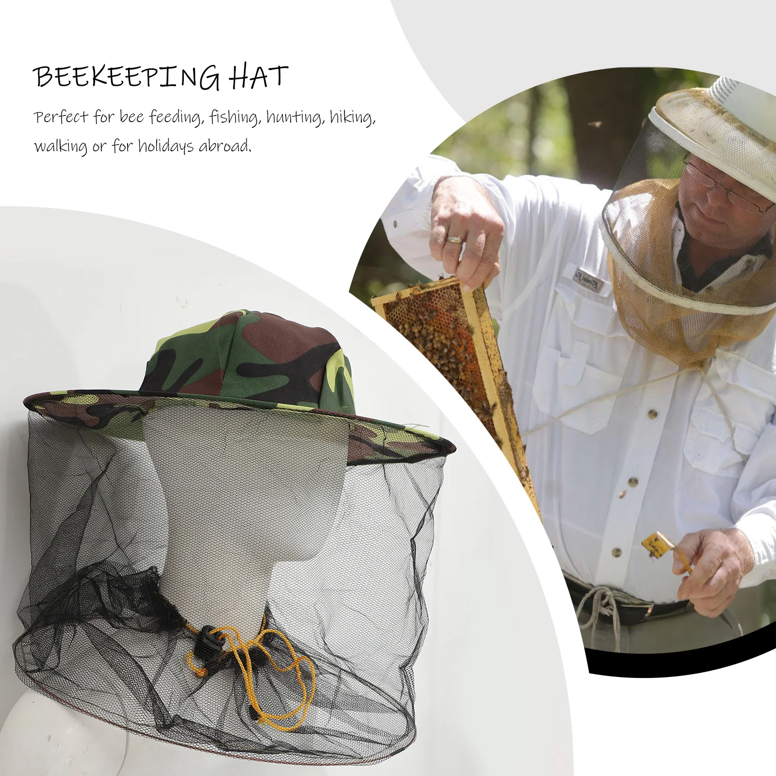 

2Pcs Bee Hat Mosquito Mesh Headwear Elastic Neck Outdoor Anti Bite Face Protector Mesh for Beekeeping Fishing Hiking