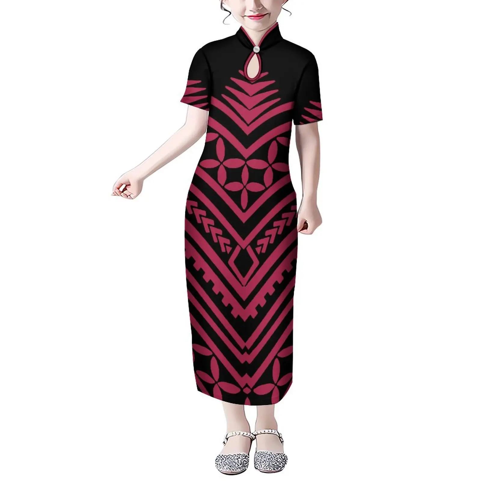 

Polynesian Islands Design Stylish Children'S Dresses Comfortable Girls Short Sleeve Dresses Hawaiian Maxi Dresses