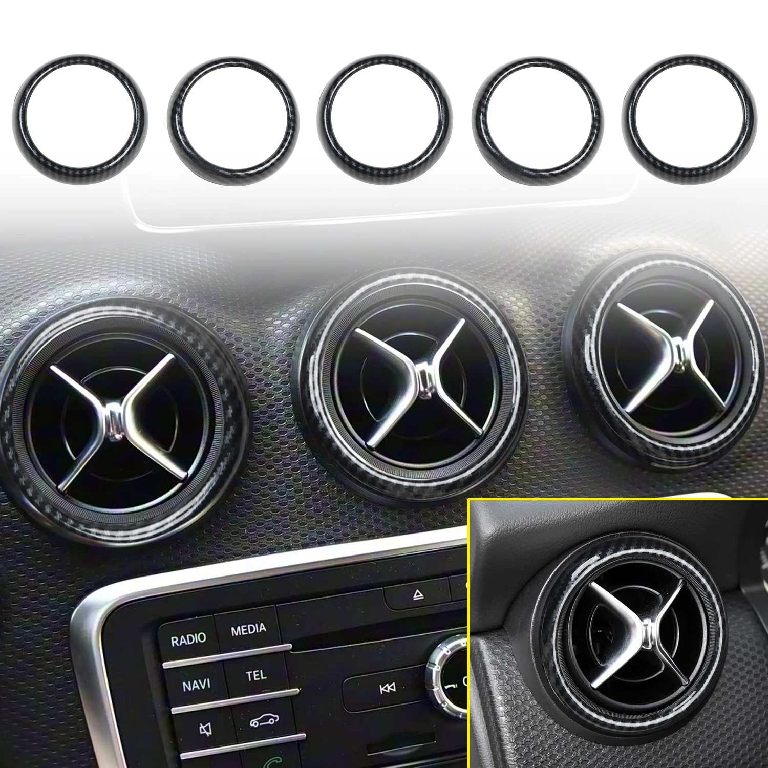 

Для Mercedes-Benz A-Class W176 2012-2018 LHD ABS внутренняя центральная консоль передняя крышка вентиляционного отверстия кондиционера автомобильные аксессуары 5 шт.