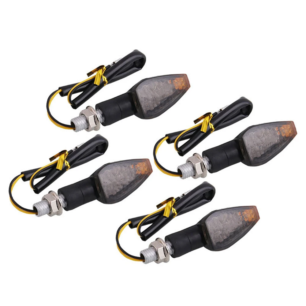 4Pcs/Set New Universal Motorcycle LED Turn Signals Long Short Turn Signal Indicator Lights Blinkers Flashers Amber Color Parts
