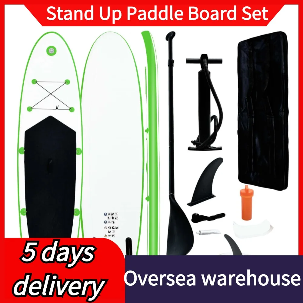 Inflatable Stand up Paddle Board Sup Surfboard Water Sport Kayak Surf Set with Paddle Board Tail Fin Foot Rope Inflator and Bag