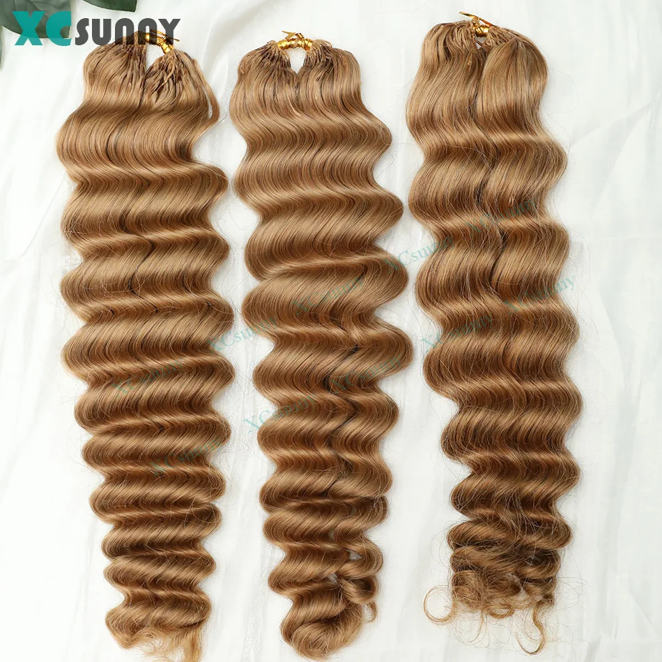 

Feather Crochet Human Hair Color 4 27 30 Deep Wave Invisible Knots Pre Separated Knotless Crochet Braids Human Hair Extensions