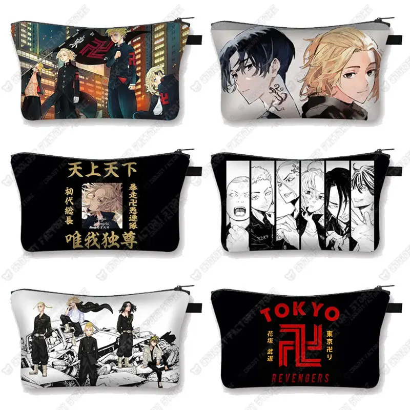 Bolsas de maquillaje de Anime Tokyo Revengers para mujer, estuche de cosméticos de Manga Sano Manjiro Mikey, bolsa de artículos de tocador, bolsa de almacenamiento Hanagaki Takemichi