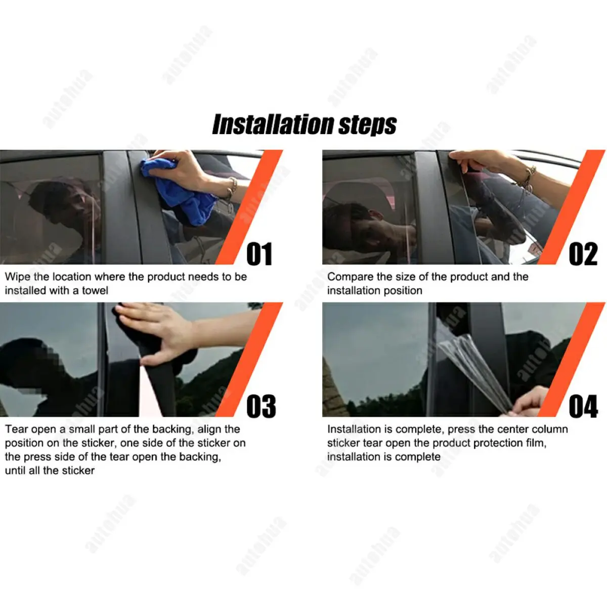 عمود الباب آخر الكسوة لسيارات BMW F30 2013-2019 الجانب الباب عمود المضادة للخدش لامعة ملصقات الكمبيوتر غطاء القوالب 6-قطعة #4