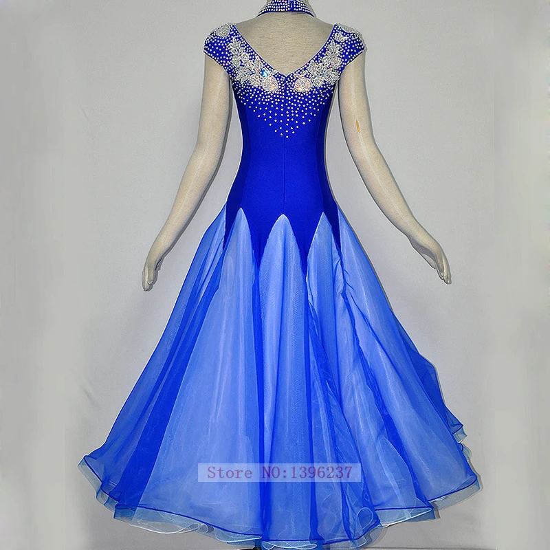 Ballroom Competition Dance Dress Women 2024 New Blue Stage Performance Ballroom Dancing Wear Waltz Tango Flamenco Dresses