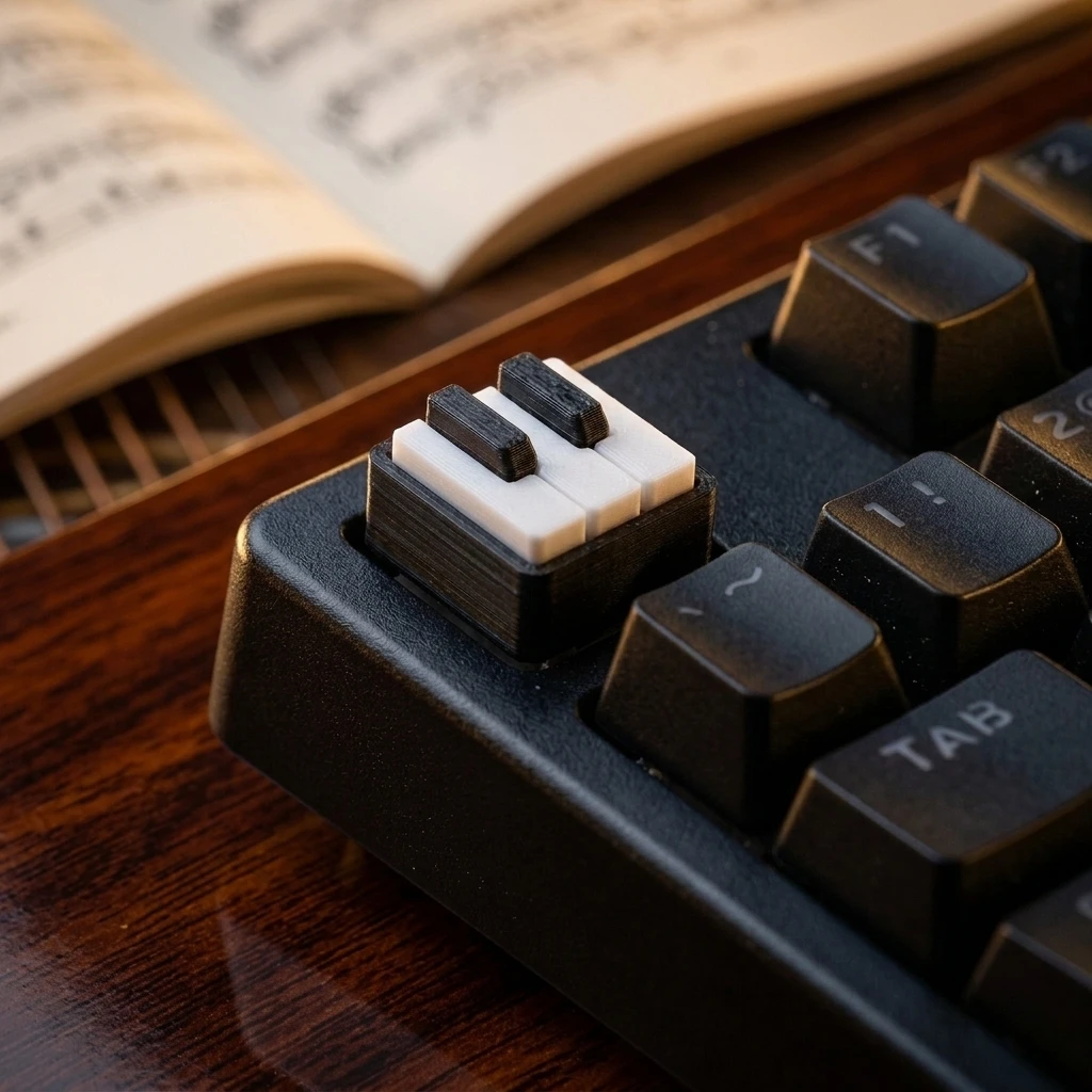 Piano Keys Artisan Keycap 3D Printed Miniature Musical Cap for Cherry MX Switch Mechanical Gaming Keyboard Pianist Gift