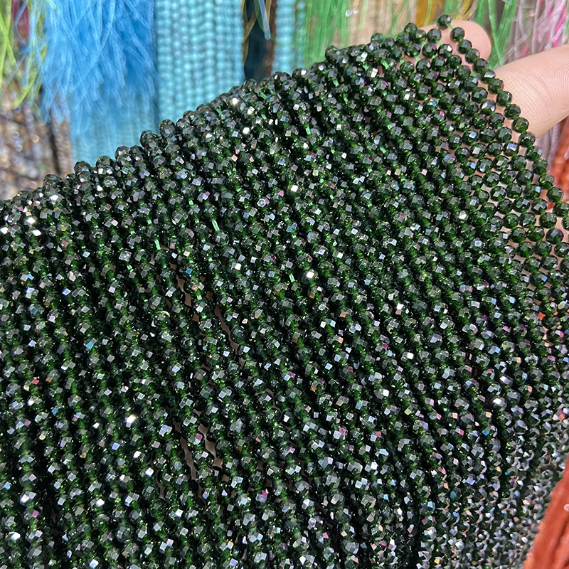 Natural Faceted Green Sand Stone Gemstone Stone Round Loose Spacer Beads For Jewelry Making Bracelet Necklace Handmade 2 3 4mm