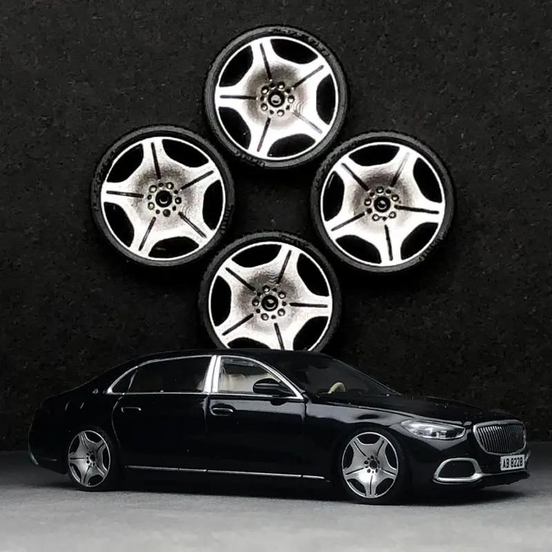 MT1/64 Car Modified Wheels 11mm Rubber Tires Metal Resin Wheels(With Caliper )Suitable for 1:64 Static Car Model Boy Gifts