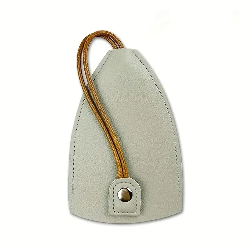 Drawstring Faux Leather Keychain Bag - Compact, Portable Key Organizer & Protector in 5 Vibrant Colors (Yellow, Blue, Red)