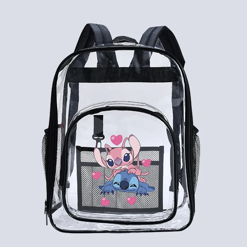 Przezroczysty plecak Stitch Wodoodporny plecak z PVC Amerykański plecak studencki Duża pojemność 33cm * 42cm * 17cm