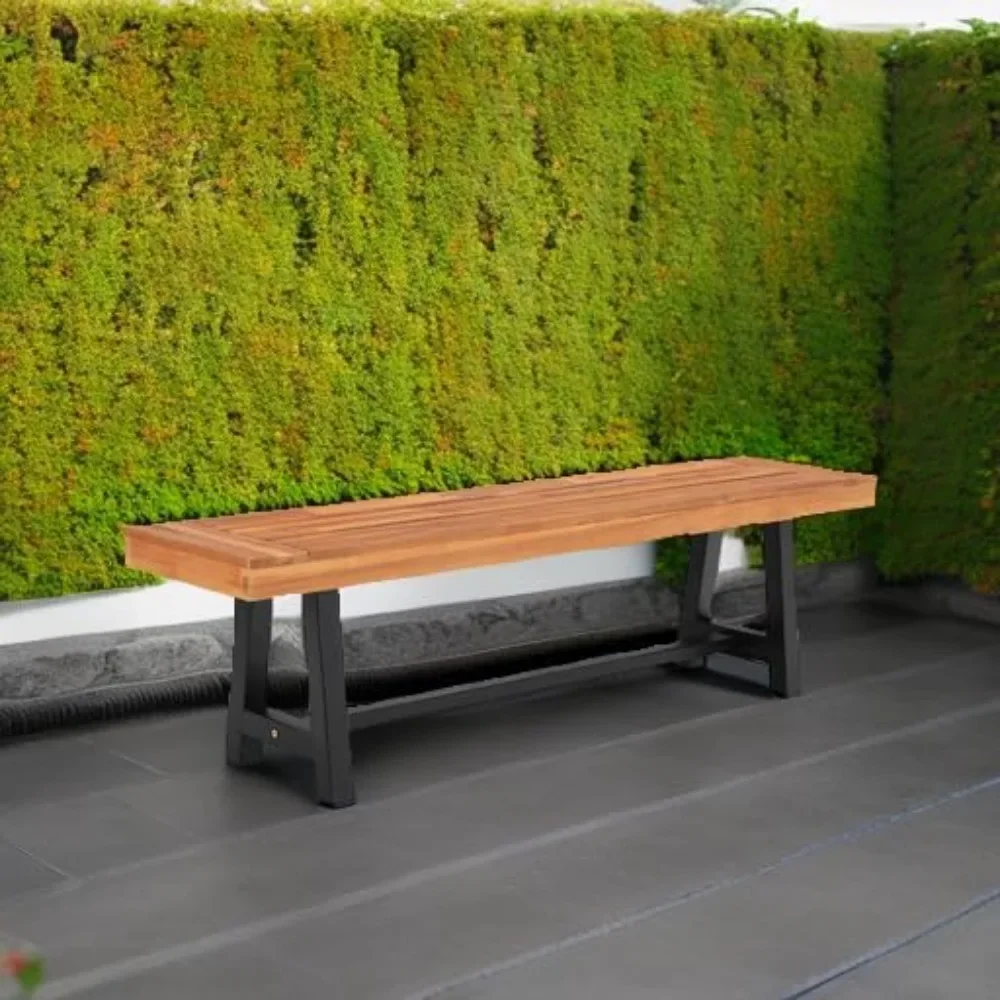

63" Outdoor Bench, Patio Dining Bench Weatherproof, Wooden Park Front Porch Benches for Outside, Patio Benches