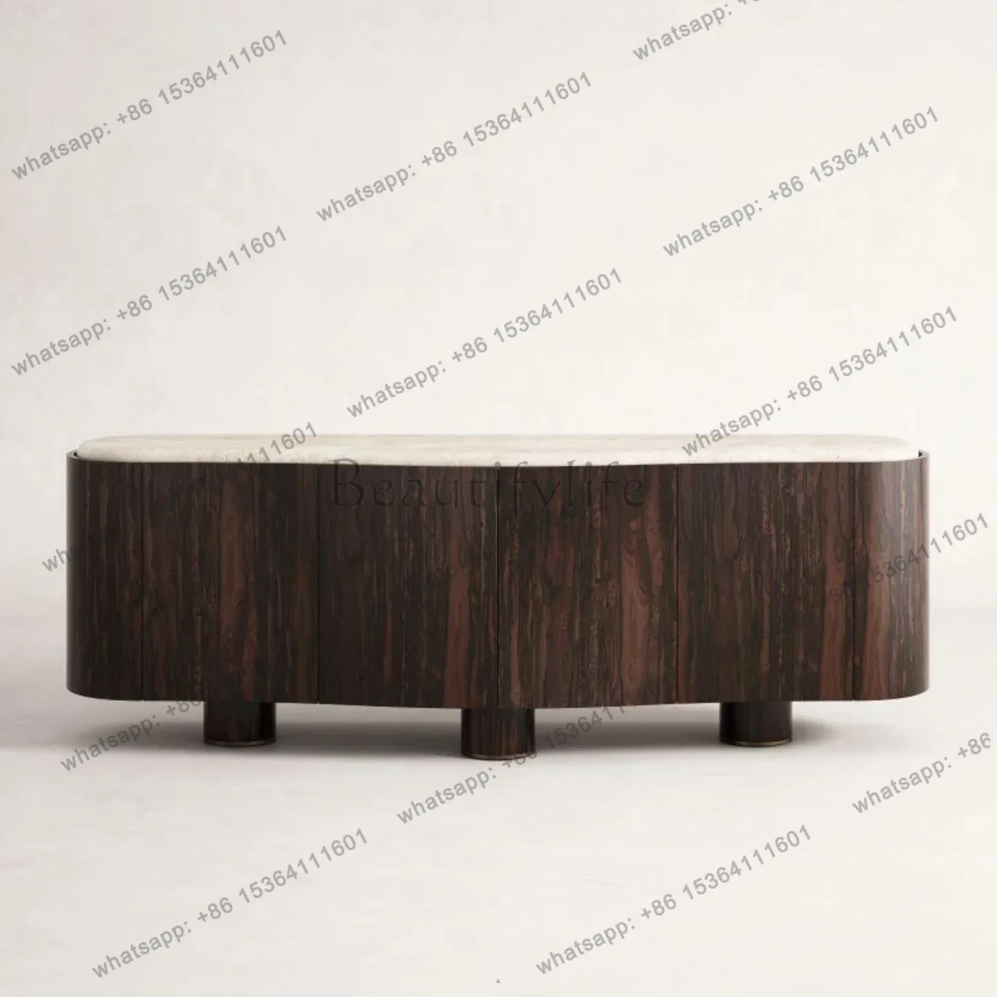 

Medieval solid wood dining side cabinet Household light luxury solid wood marble dining side cabinet