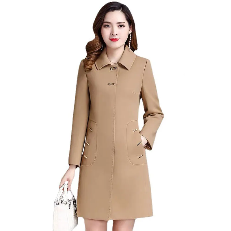 

Nice New Elegant Women Spring Autumn Plus Size Loose Windbreaker Female Casual All-match Street Temperament Trench Coat F315