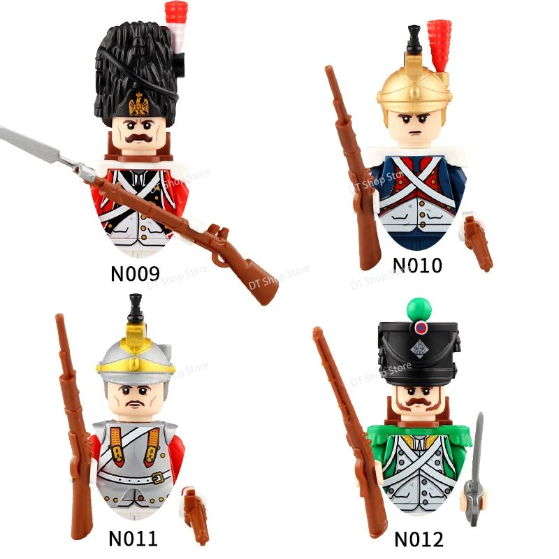 Napoleonic Wars Military Soldiers Building Blocks action Figures French British Fusilier Rifles Weapons Toys For Kids N001-048