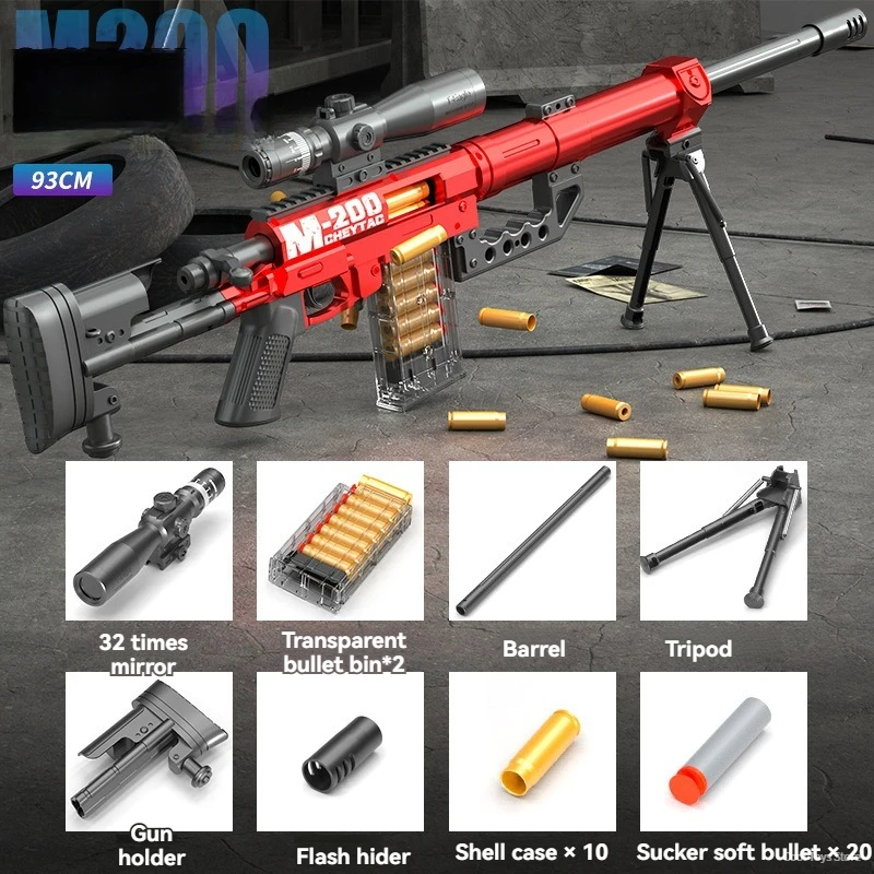 M200 Sniper Rifle Toy Gun Realistic Soft Bullet Gun Big Manual Blaster Airsoft Weapons Adults Boys Outdoor Games Kid CS Fighting