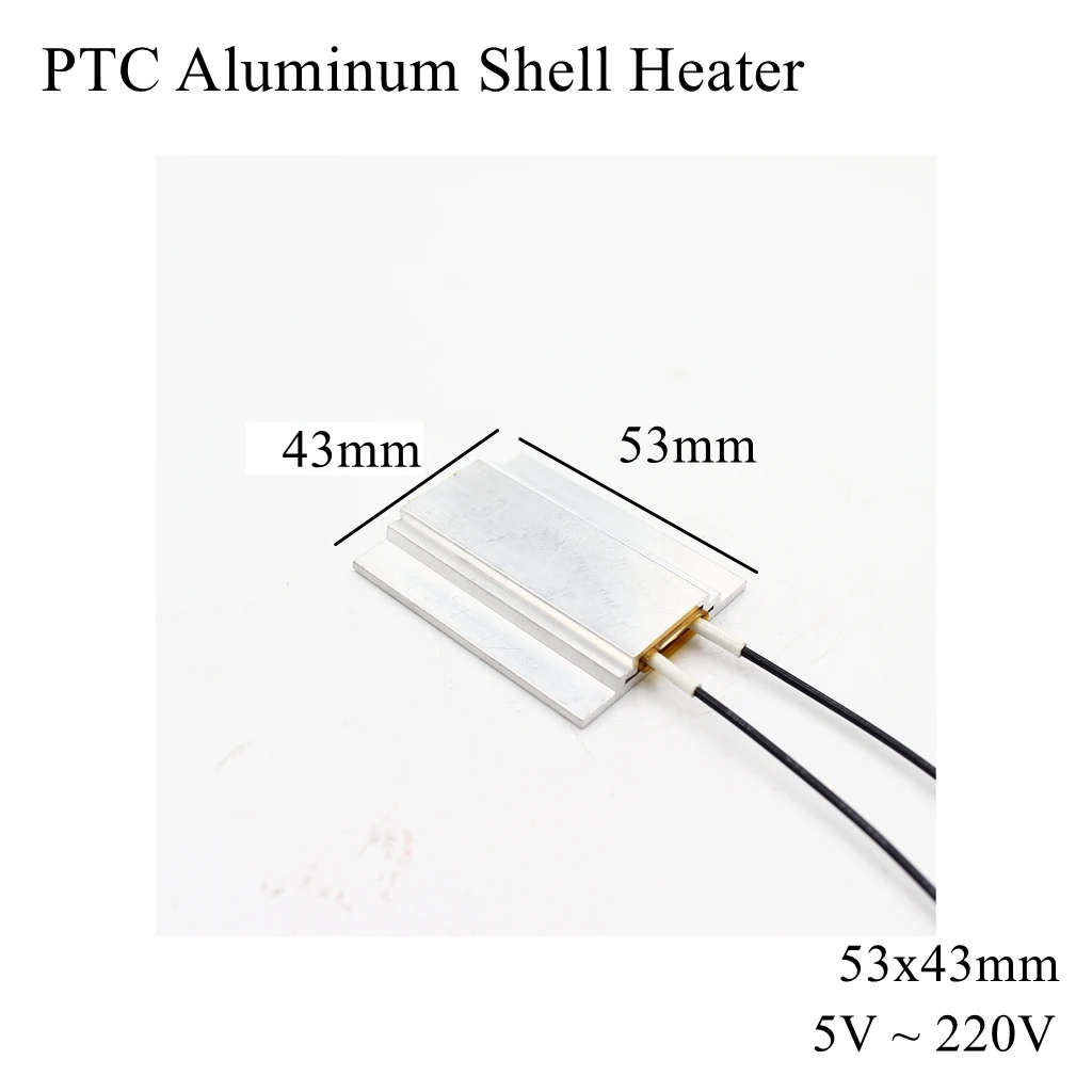 53x43mm 12V 24V 110V 220V PTC Aluminum Shell Heater Constant Thermostat Thermistor Ceramic Air Heating Sensor Egg Incubator