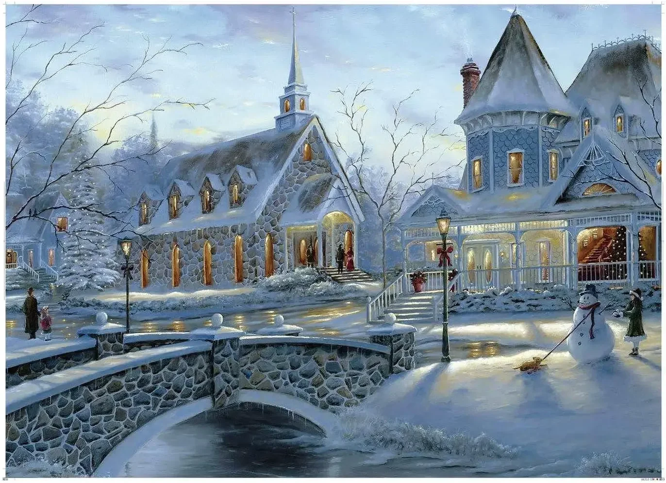 

Jigsaw Puzzles Snowy Village Winter Wooden Puzzle Adult Unique Paper Puzzle Family Home Decor Toys for Adults Family Games ﻿