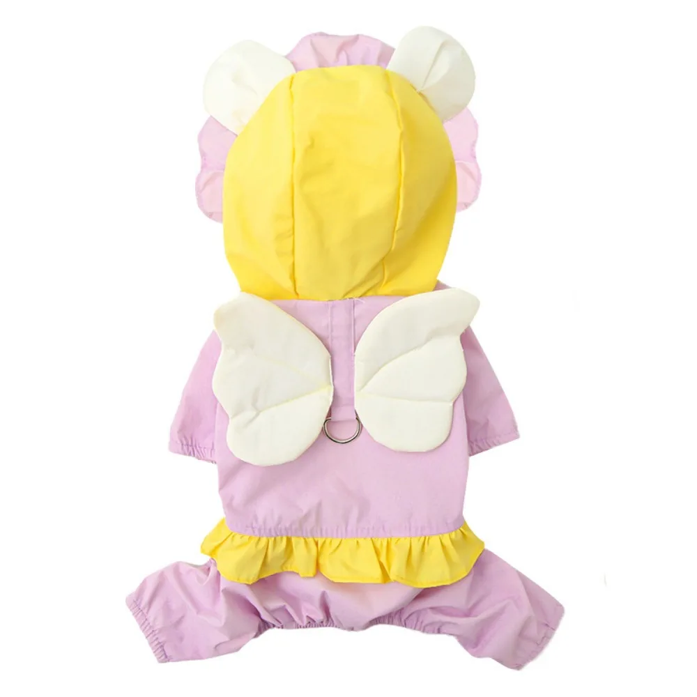 

Portable Waterproof Dog Angel Raincoat Dustproof Breathable Four Legs Dog Costume with Hood Lightweight Dog Clothes Outdoor