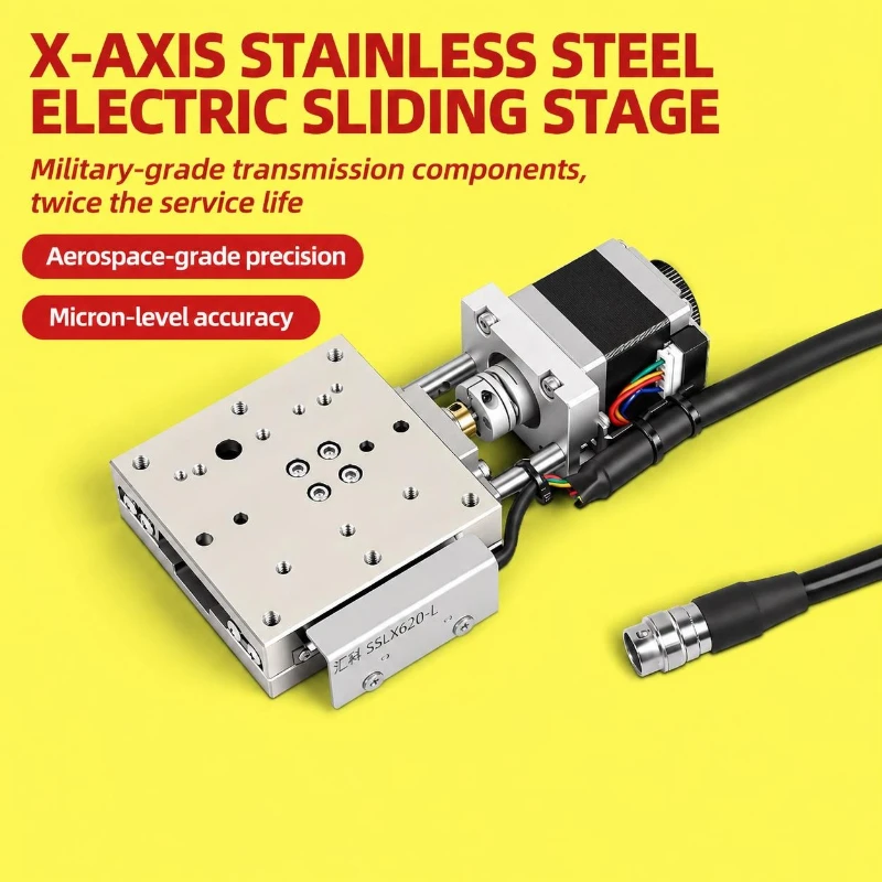 X-axis stainless steel electric fine adjustment displacement platform visual alignment high-precision linear guide slide table