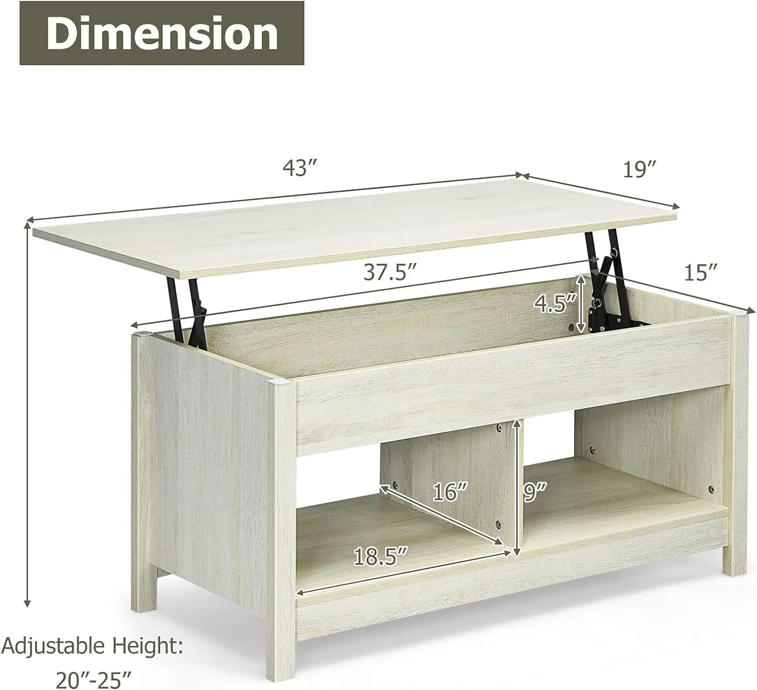 Lift Top Coffee Table, Modern Coffee Table with Lift Tabletop, Multifunctional Accent Furniture w/Hidden Compartments