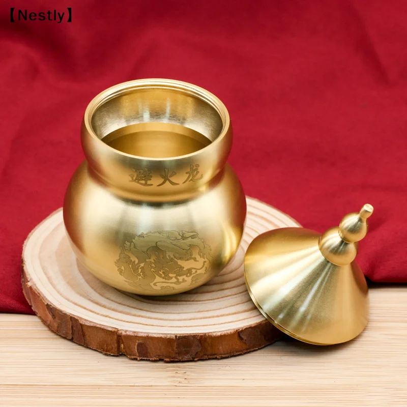 Feng Shui Chinesische Messing Wu Lou Kürbis-Schatzstatue Heimdekoration Tisch- und Bücherregal-Ornamente Glücksbringer und Schutz〔Nest〕 – Detail 3