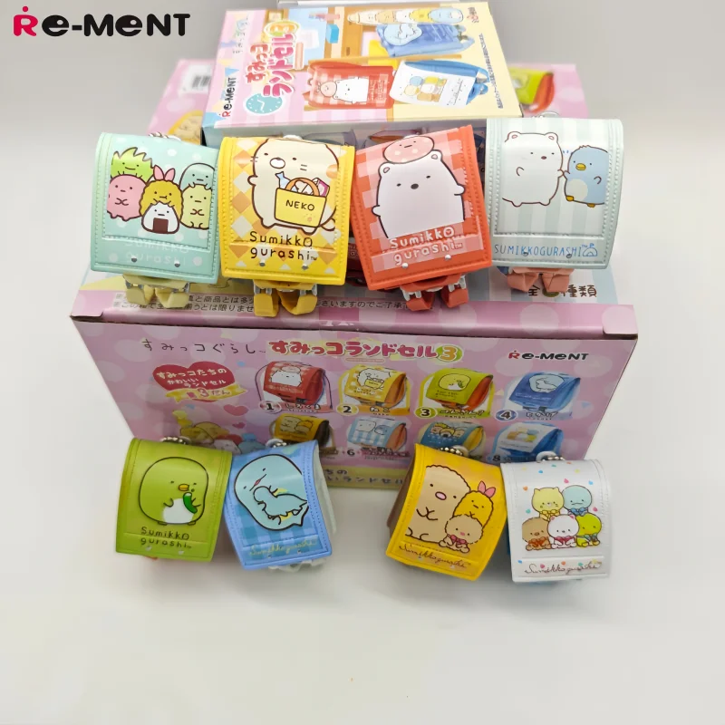 

RE-MENT Sumikko Gurashi: Миниатюрные сумки через плечо, аксессуары для фигурок, Широкума Тонкатсу Неко, миниатюрные украшения для сцен в слепых коробках