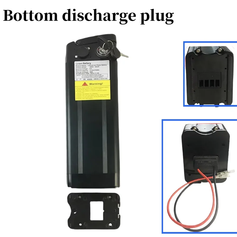 52V 20Ah 18650 Lithium ion Battery Pack for Silver Fish Style with Aluminum Case Anti-theft Lock