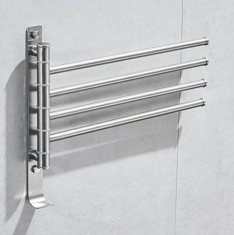 

Stainless Steel Swivel Towel Rack Wall Mount Bathroom Kitchen 2/3/4-Arm 180 Degree Rotate Swing Hanger Storage Organizer Holder