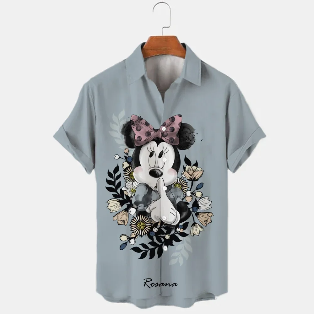 2023 New 3D Printing Disney Donald Duck Mickey Mouse Temperament Men\'s Shirts Summer Fashion Street Trend Retro Boutique Tops