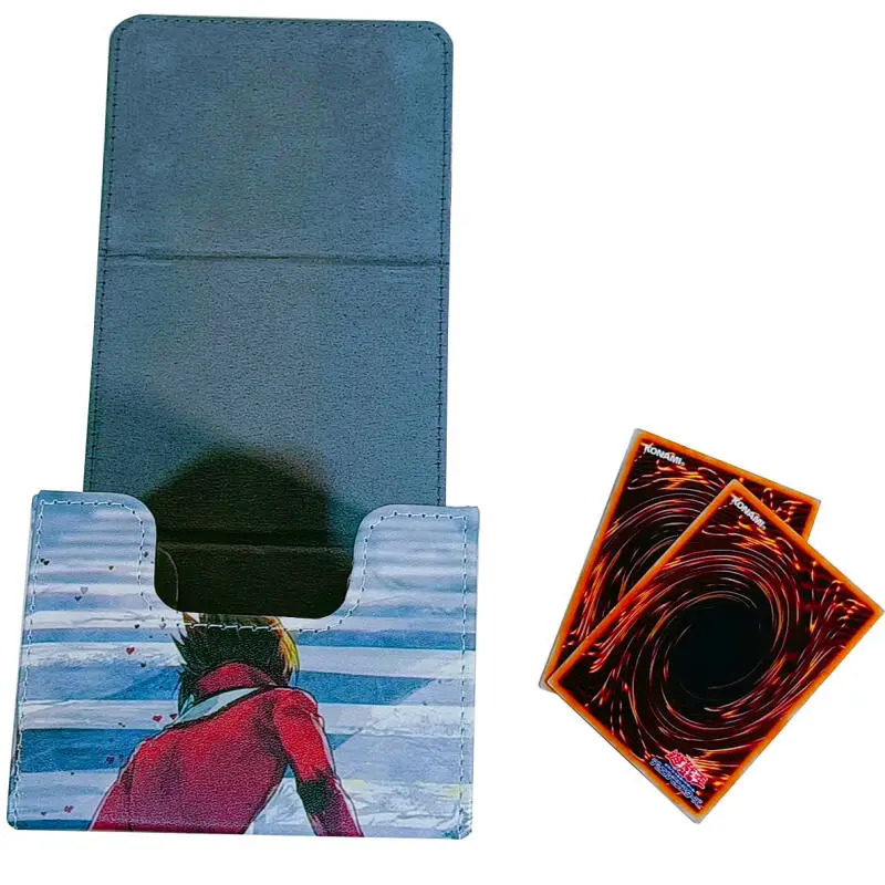 Cartoon Yu-Gi-Oh! Jaden Yuki DIY Large Capacity Leather Card Box Thickened Anime Game Collection Card Storage Box 11.5*8.5*8.2cm
