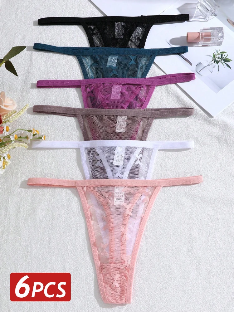 

6PCS / Женские сексуальные кружевные трусики нижнее белье нижнее белье нижнее белье нижнее белье женское просвечивающее белье женское чистое