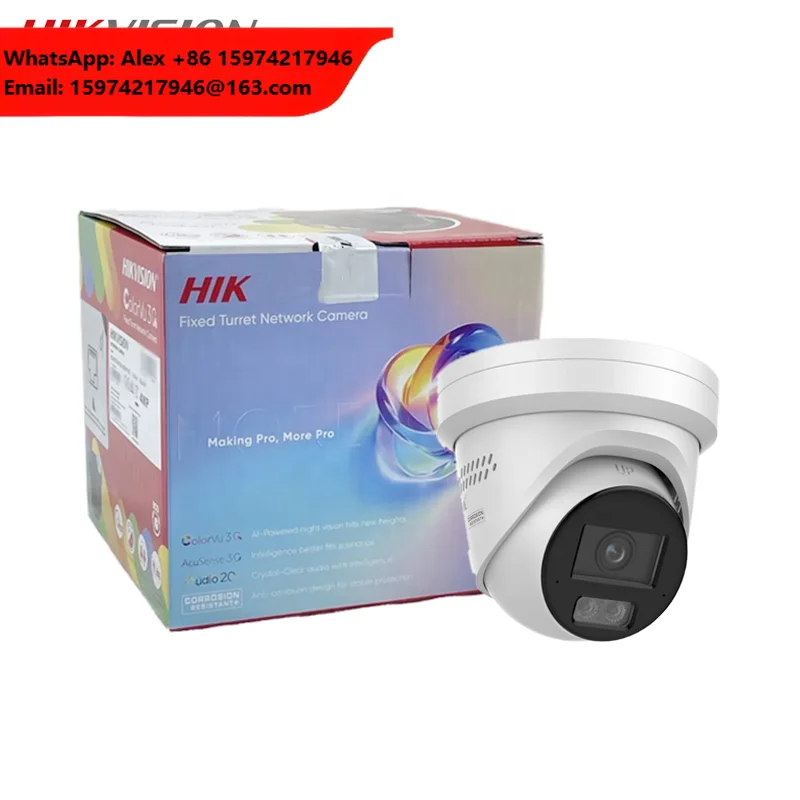 Hikvision New Model 8 MP DS-2CD2387G3-LIS2UY/SL Smart Hybrid Light 24/7 ColorVu Two-way Audio CCTV NEMA4X Turret Network Camera