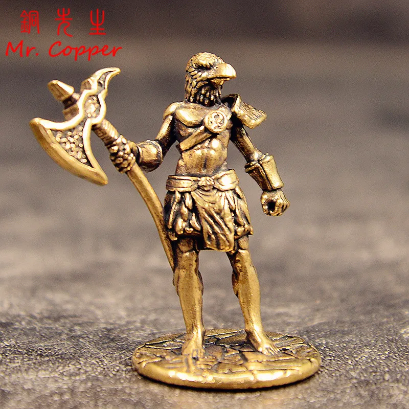 Brass Bird Eagle Head Warrior Figurines Miniatures Desktop Ornaments Retro Metal Solider Models Home Decorations Crafts
