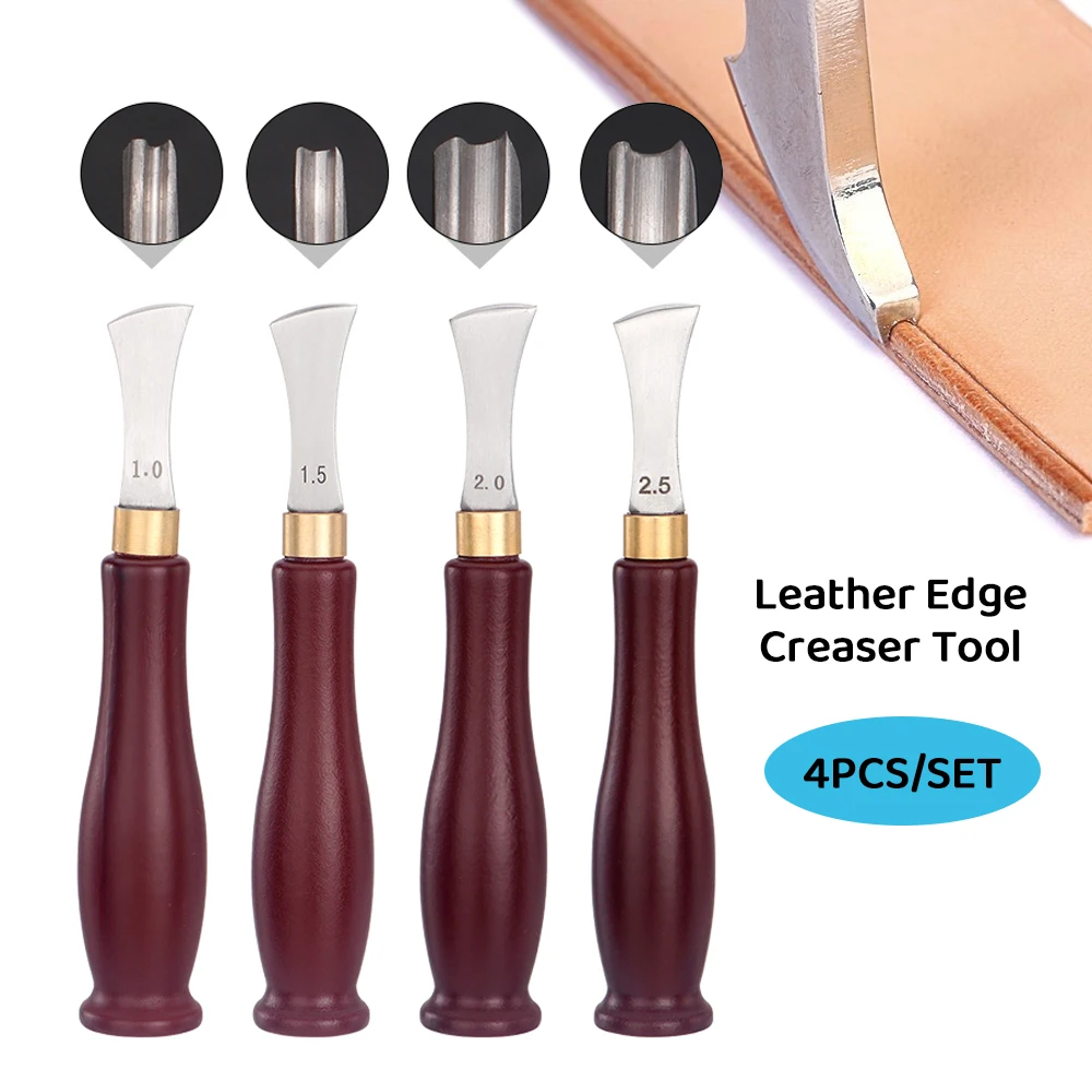 4pcs Leather Edge Sector Shallow Groove Edges Pressure Line Punch Embedding Thread Leathercraft Tools